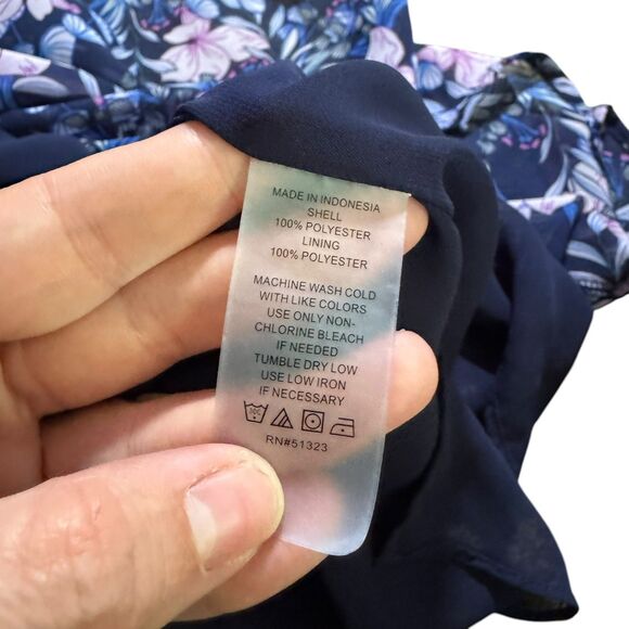 Vince Camuto Navy Floral Spring Injection Sleeveless Roundneck Blouse Sz‎ XXL - Picture 8 of 8